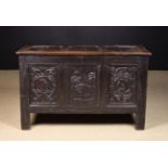 A 17th Century Oak Triple-Panel Coffer.