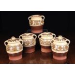 A Set of Five Staffordshire Slip-ware Storage Jars by John Hudson.