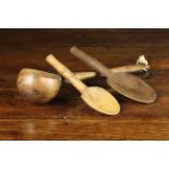 A 19th Century Treen Ladle & Two Treen Spoons.