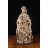 An Early Wood Carved Relief of The Virgin & Child, Tuscan 14th/15th Century, 41 cm (16") in height.