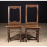 Two Small 17th Century French Joined Oak Back Stools.