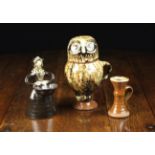 A Reproduction Late 17th/Early 18th Century Staffordshire Slip-ware Owl Jug & Cover by John Hudson,