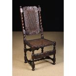 A Good Charles II Caned Side Chair; The back frame,