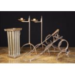 A Collection of Wrought Iron-ware: A 2½ ring pipe kiln, three pipe shaped candle snuffers,