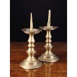 A Pair of Small 16th/17th Century Pricket Candlesticks, 20 cm in height (8").