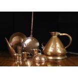 A Collection of Copperware: A 19th Century four gallon measuring jug,