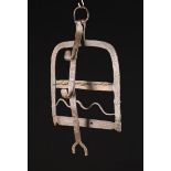 An 18th Century Wrought Iron Hanging Lark Spit/Harnen with spit hooks, approx 50 cm high,