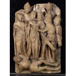 A Fine 15th Century Nottingham Alabaster Relief Carving of 'The Betrayal'.