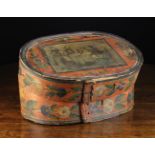 A 19th Century Scandinavian Bentwood Box with painted folk art decoration composed of conifer.