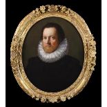 A 17th Century Oval Portrait possibly James I wearing a white lace collar & black doublet.