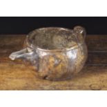 A Rare 18th Century or Earlier Dug-out Burr Oak Pouring Vessel with cut out handle and spout,