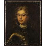 A Late 17th/Early 18th Century Oil on Canvas: Head & Shoulders Portrait of a Young Man dressed in