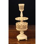 A 19th Century Treen Cheroot Stand intricately pierced with elaborate trellis work and fluting,