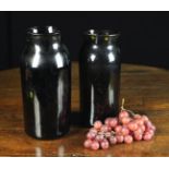 Two Mid 18th Century French Blown Dark Green/Brown Glass Storage Jars, 28 cm in height (11").