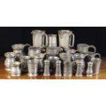 A Collection of Pewter; a quantity of tankards, mainly 19th century,