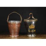 Two Leather Fire Buckets: One 19th Century emblazoned with a gilt crown above initials NHM on a