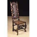 A Fine Carved Walnut Caned Side Chair, Circa 1700 of good rich colour & patination.