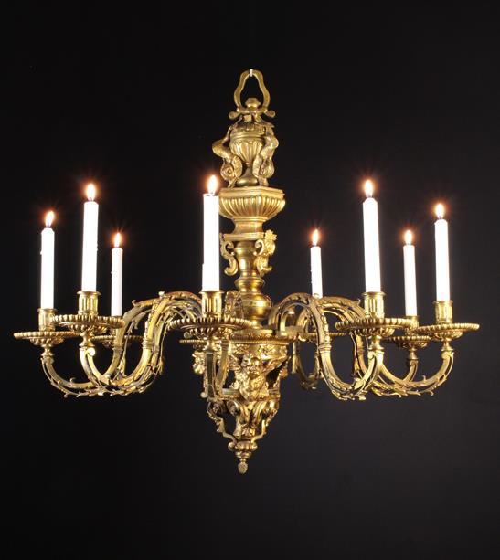 A Fine Louis XV Style Gilt Bronze Chandelier.