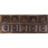 A Group of Ten Late 16th/Early 17th Century Small Relief Carved Oak Panels;