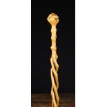 An Unusual Carved, Contorted Willow Walking Stick.