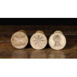 Three Carved Sycamore Butter Stamps.