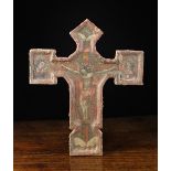 A 14th/15th Century Venetian Wooden Processional Cross painted in tempera with Christ crucified