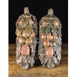 A Pair of Late 17th/Early 18th Century Italianate Oak Swags carved and polychromed with pendant