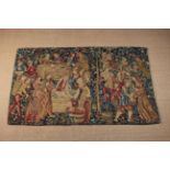 Two Machine-Woven Tapestry Wall-hangings: One depicting a mediaeval grape harvesting scene 115 cms