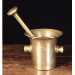 A Large 18th Century German Brass Pestle & Mortar.