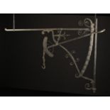 A Good, Early 19th Century Wrought Iron Adjustable Chinmey Crane with decorative scroll work,