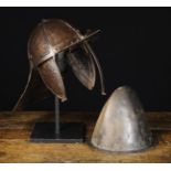 A Reproduction Mid 17th Century Style Lobster-tail Helmet & A Reproduction Cabasset Helmet.