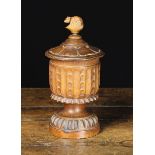 A 19th Century Carved Treen Lidded Tobacco Jar with lead inner lid.