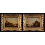 A Pair of Early 19th Century Oil Paintings on Panel depicting lakeside landscapes,