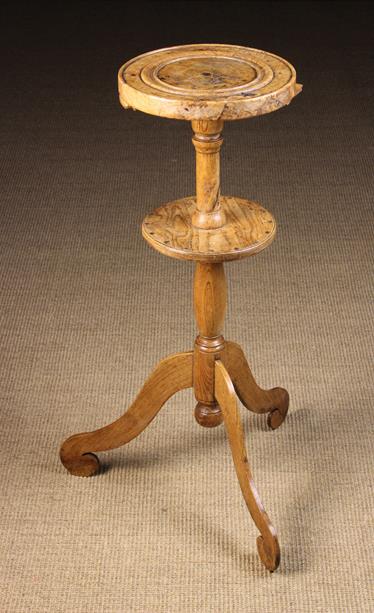 A Fine Late 18th/Early 19th Century Ash Two Tiered Tripod Candlestand, possibly Cornish.