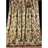 Three Lined & Interlined Chintz Linen Curtains printed with an exclusive design by Nina Cambell of