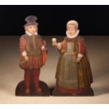 A Pair of Charming 19th Century Painted Mahogany Dummy Boards or Companions resembling 16th century