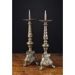 A Pair of 17th/18th Century Flemish Baroque Pricket Candlesticks.