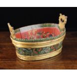 A 19th Century Folk Art Staved Wooden Tub of oval form,