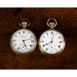 Two Gold Filled Pocket Watches: one Waltham, USA, the other marked Thomas Russell & Sons Liverpool.