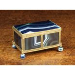 A Fine Napoleon III French Casket of rectangular form composed on blue banded agate panel sides and