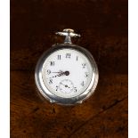 A Lady's Silver Fob Watch with an enamel back depicting a photographic sepia portrait of an infant,