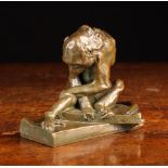 Édouard Paul Mérite (1867-1941) A Small Golden Brown Patinated Bronze Study of a Monkey sat on a