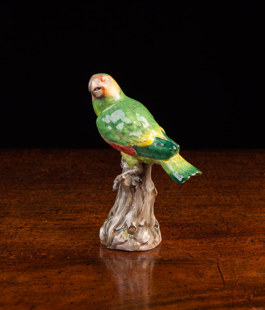 A Meissen Porcelain Model of a Parrot perched on a tree stump, - Image 2 of 3