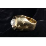 An Unusual 1960's 18 Carat Gold Ring of jet engine design,