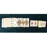 A Deck of Antique Miniature Playing Cards, each card 3.5 cm x 2.5 cm.