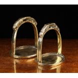 Two Antique Mongolian Polished Bronze Stirrups.