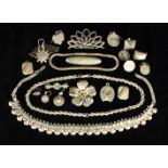 A Collection of Mostly Silver Vintage Jewellery to include two necklaces, nine odd earrings,