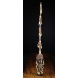 An African Witch Doctor's Pointing Stick/Spear decorated with painting, beads, animal teeth & skin,