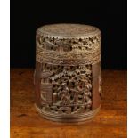 A 19th Century Chinese Carved Bamboo Lidded Box.