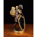 A 19th Century Napoleon III Patinated Spelter Figural Scent Bottle Stand cast in the form of a